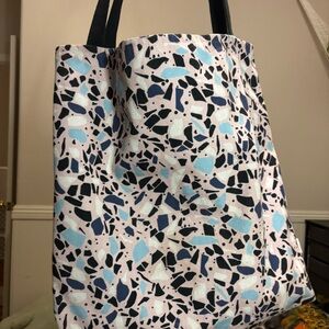 Stylish Blue and Black Patterned Tote Bag